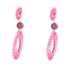 Load image into Gallery viewer, Pink Magenta Dreams Round Golden Earrings