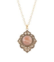 Load image into Gallery viewer, Pink Moonstone Golden Pendant Necklace