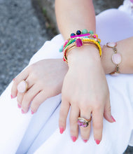 Load image into Gallery viewer, Aruba Pink Opal Golden Link Toggle Bracelet