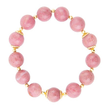 Load image into Gallery viewer, Pink Rhodonite Chunky Golden Stretch Bracelet