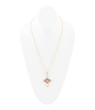 Load image into Gallery viewer, Pink Rhodonite Golden Cross Pendant Necklace