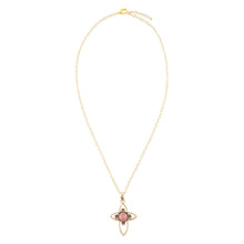 Load image into Gallery viewer, Pink Rhodonite Golden Cross Pendant Necklace