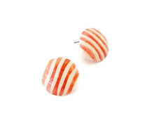 Load image into Gallery viewer, Pink &amp; Cream Pin Stripe Lucite Disc Stud Earrings