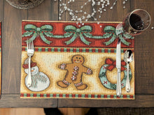 Load image into Gallery viewer, DaDa Bedding Set of 4-Pieces Gingerbread Sweets Holiday Woven Tapestry Placemats 13” x 19” (12917)