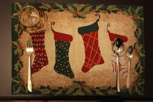 Load image into Gallery viewer, Tache Festive Hang My Stockings By the Fireplace Placemat Set of 4 (12910PM)