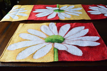 Load image into Gallery viewer, Tache Daisy Loves Me Not Floral Red &amp; Yellow Tapestry Placemat Set (9046)