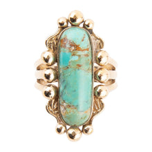 Load image into Gallery viewer, Plateau Blue Turquoise and Golden Ring