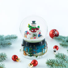 Load image into Gallery viewer, Snowman, Polar Bears, and Penguins Musical Spinning Snow Globe