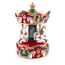 Load image into Gallery viewer, Musical Christmas Figurine with Spinning Carousel Horses
