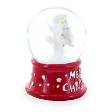 Load image into Gallery viewer, White Owl Perched on Red Base Mini Water Snow Globe