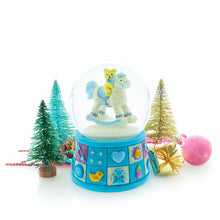 Load image into Gallery viewer, Teddy Bear on Rocking Horse Baby Boy Musical Water Snow Globe