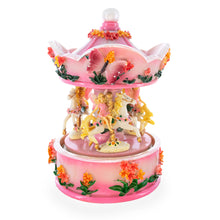 Load image into Gallery viewer, Pink Fairy Floral Carousel Musical Figurine