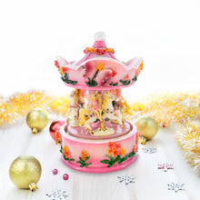 Load image into Gallery viewer, Pink Fairy Floral Carousel Musical Figurine