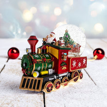 Load image into Gallery viewer, Santa Train Express Delivering Tree Musical Water Globe