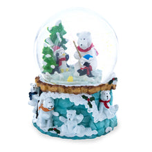 Load image into Gallery viewer, Bear and Penguins Fishing Musical Christmas Water Snow Globe