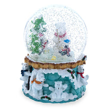 Load image into Gallery viewer, Bear and Penguins Fishing Musical Christmas Water Snow Globe