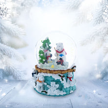 Load image into Gallery viewer, Bear and Penguins Fishing Musical Christmas Water Snow Globe
