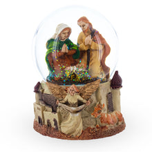 Load image into Gallery viewer, Nativity Scene and Divine Guardian Angel Musical Water Snow Globe