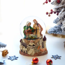 Load image into Gallery viewer, Nativity Scene and Divine Guardian Angel Musical Water Snow Globe