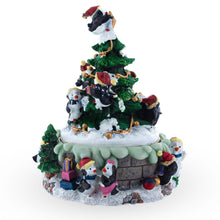 Load image into Gallery viewer, Spinning Christmas Tree Musical Figurine with Decorating Penguins