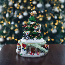 Load image into Gallery viewer, Spinning Christmas Tree Musical Figurine with Decorating Penguins