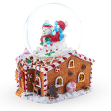 Load image into Gallery viewer, Gingerbread Cottage Snowmen Romance Musical Water Snow Globe