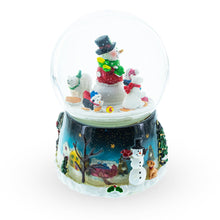 Load image into Gallery viewer, Snowman, Polar Bears, and Penguins Musical Spinning Snow Globe
