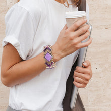 Load image into Gallery viewer, Pointedly Purple Turquoise Golden Link Bracelet