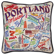 Load image into Gallery viewer, Portland, ME Hand-Embroidered Pillow by CatStudio