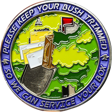 Load image into Gallery viewer, BL2-008B Trim Your Bush Challenge Coin US Postal Carrier Mail Handler Inspector Mailman