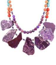 Load image into Gallery viewer, Prescott Blue Magnesite Purple and Orange Statement Necklace