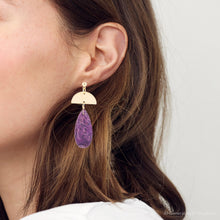 Load image into Gallery viewer, Prescott Purple Jasper Golden Drop Earrings