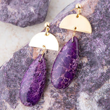Load image into Gallery viewer, Prescott Purple Jasper Golden Drop Earrings