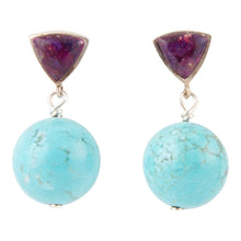Load image into Gallery viewer, Prescott Purple Turquoise Sterling Silver Drop Earrings