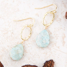 Load image into Gallery viewer, Pretty Drops of Blue Amazonite Golden Drop Earrings