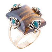 Load image into Gallery viewer, Prismatic Brown Tiger's Eye Statement Golden Ring