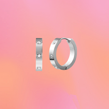 Load image into Gallery viewer, Inlaid Zircon Hoop Earrings