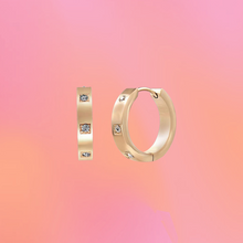 Load image into Gallery viewer, Inlaid Zircon Hoop Earrings