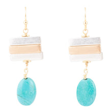 Load image into Gallery viewer, Pueblo Blue Magnesite and Mixed Metal Drop Earrings