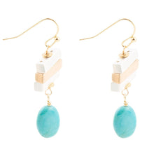 Load image into Gallery viewer, Pueblo Blue Magnesite and Mixed Metal Drop Earrings