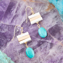Load image into Gallery viewer, Pueblo Blue Magnesite and Mixed Metal Drop Earrings