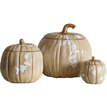 Load image into Gallery viewer, Chinoiserie Pumpkin Jars with 22K Gold Accents in Sand