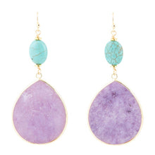 Load image into Gallery viewer, Purple Amethyst Tear Golden Drop Earrings