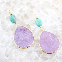 Load image into Gallery viewer, Purple Amethyst Tear Golden Drop Earrings
