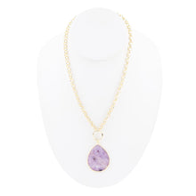 Load image into Gallery viewer, Purple Amethyst Teardrop Golden Chain Necklace