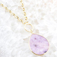 Load image into Gallery viewer, Purple Amethyst Teardrop Golden Chain Necklace