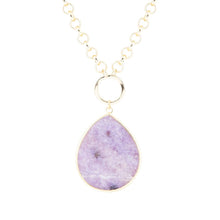 Load image into Gallery viewer, Purple Amethyst Teardrop Golden Chain Necklace