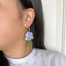 Load image into Gallery viewer, Purple Iris Acrylic Earrings