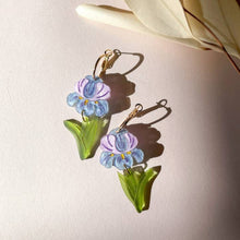 Load image into Gallery viewer, Purple Iris Acrylic Earrings