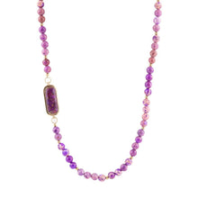 Load image into Gallery viewer, Purple Turquoise Linked Golden Necklace